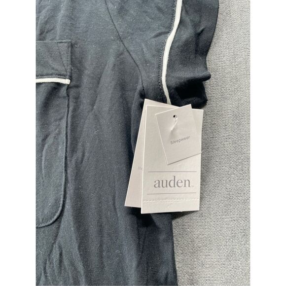 Auden Cloud Knit Pajama Top Womens‎ XL Black Short Sleeve Button Sleepwear NWT - Picture 2 of 9